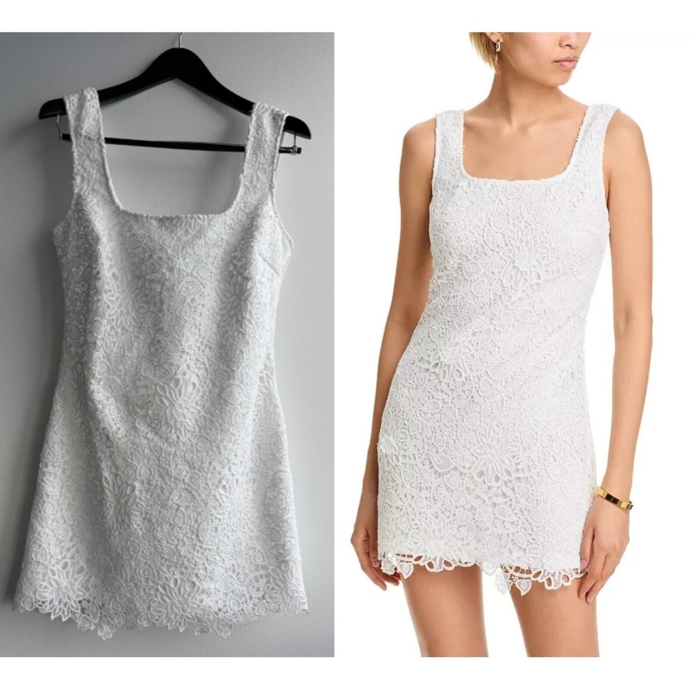 AQUA Size Medium Lace Shift Dress White Bloomingdale's Exclusive $88 NWT